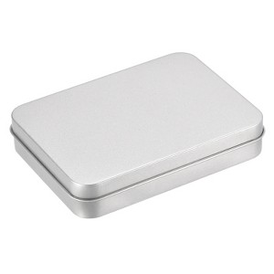 Unique Bargains Home Tinplate Sturdy Durable Portable Storage Box with Lids Silver Tone - 1 of 3