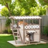 FURNIinspire Feral Cat House Outdoor 2 Story Kitty Houses with Escape Door,Curtain & Stair,30.5"*24"*29.5" - 4 of 4