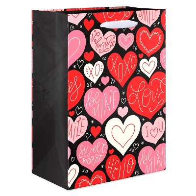 Valentine's Day Gift Bag Large Allover Hearts Lettering