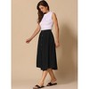 INSPIRE CHIC Women's A-Line Casual Midi Skirt Cotton Elastic Waist Button Front with Pocket - 4 of 4