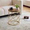 KTMBDW Small Round Sofa Side Table, Gold End Table, Contemporary Side Table Bedside Coffee Table for Living Room, Bedroom, Nursery, Natural & Gold - 3 of 4