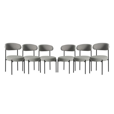 WestinTrends Alexandria Mid-Century Modern Upholstered Faux Shearling Round Dining Chairs