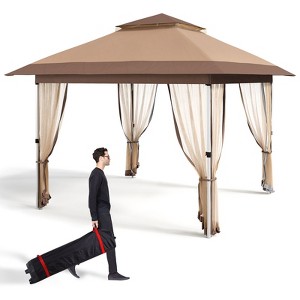 Gazebo Outdoor Pop up Canopy Tent with Curtains and 144 Square Shelter for Patio,Backyard Party, with Mosquito Netting, 2-Tiered Vented Top - 1 of 4