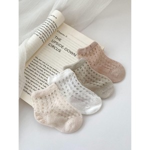 MyKids-USA Pairs Summer Super Thin Breathable Socks For Kids: Baby Plaid Socks - 1 of 4