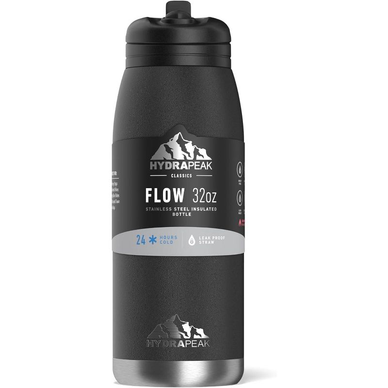 Hydrapeak Flow 32oz Insulated Stainless Steel Water Bottle With Leak-proof Straw Lid & Handle, 3 of 8