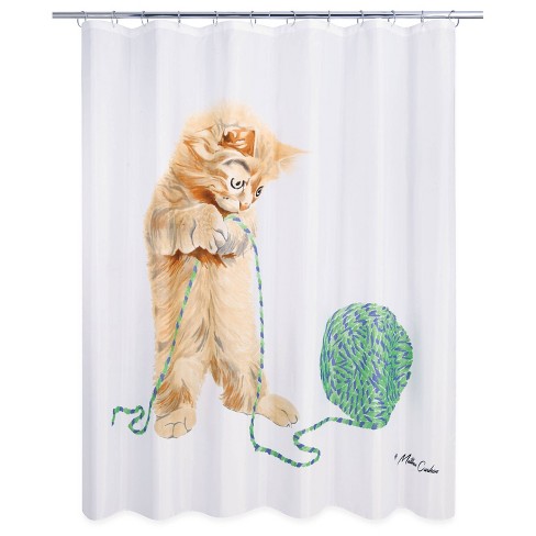 Playful Cat Shower Curtain Allure, Cat Shower Curtain Rings