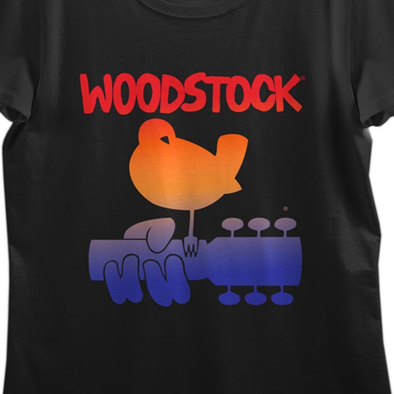 Woodstock Double Sided Poster Art Women's Black Short Sleeve Sleep Shirt, 2 of 5
