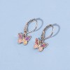 Dainty Leverback Opal Hoop Earrings 14K Gold Plated Butterfly Dangle Earrings Cute Huggie Hoops Jewelry Christmas Gifts - 2 of 4