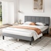 JIONJOY Platform Wood Bed Frame with Upholstered Headboard, No Box Spring Needed | Grey - Queen - 2 of 4
