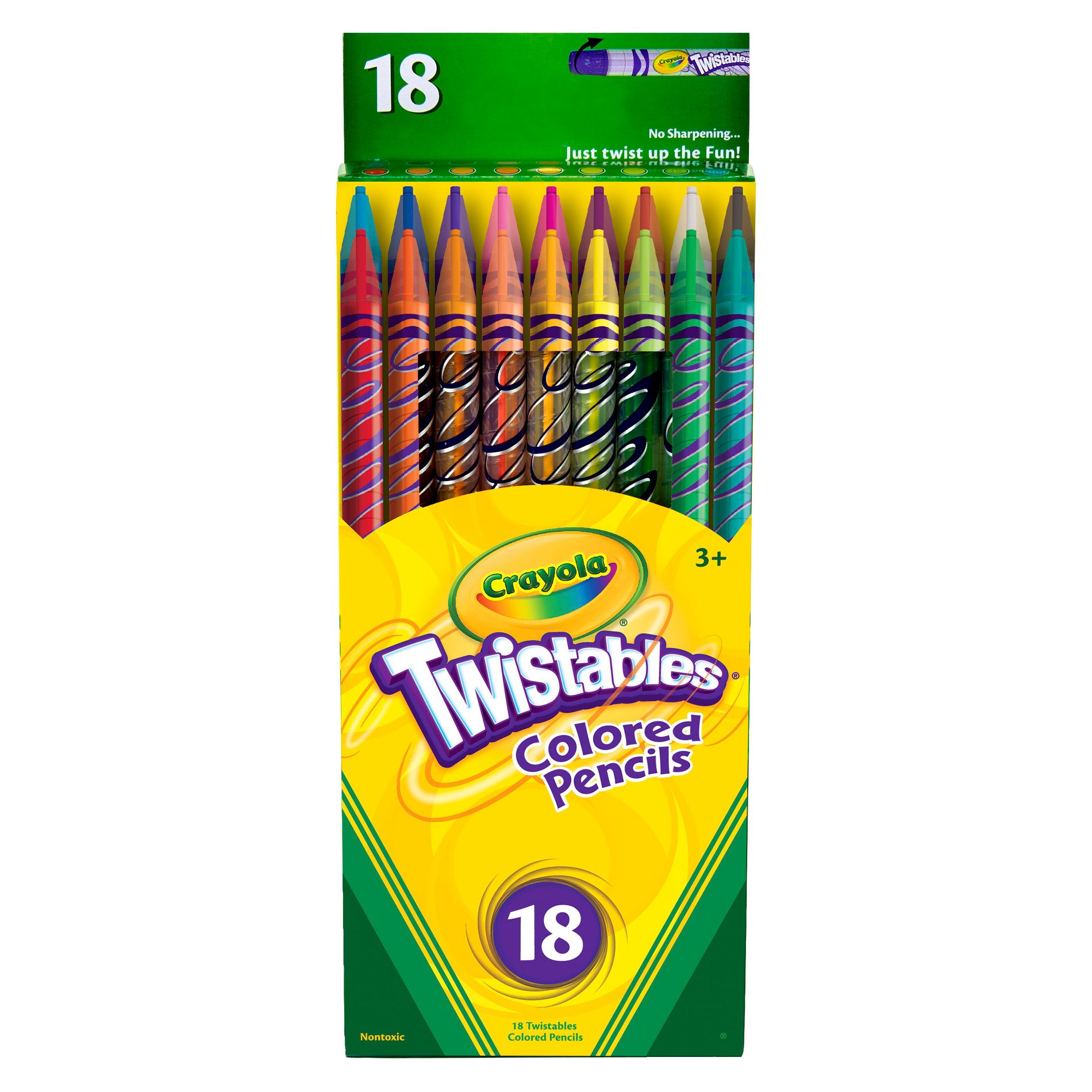 Crayola Twistable Colored Pencils 18ct: School Supplies for Kids, Non-Toxic, Presharpened, Multicolor, Art & Stationery