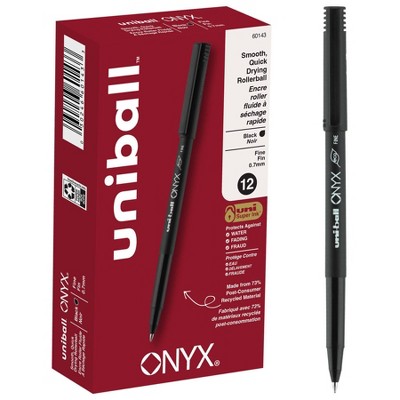 uni-ball Onyx Roller Ball Stick Dye-Based Pen Black Ink Fine Dozen 60143
