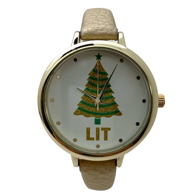 Olivia Pratt Faux Leather Christmas Themed Women Watch