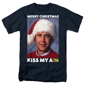 Christmas Vacation Merry Kiss Adult T-Shirt Navy X Large - 1 of 4