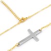 ELYA Women's Polished Sideways Cross Two Tone Steel Necklace - 18" - 2 of 2