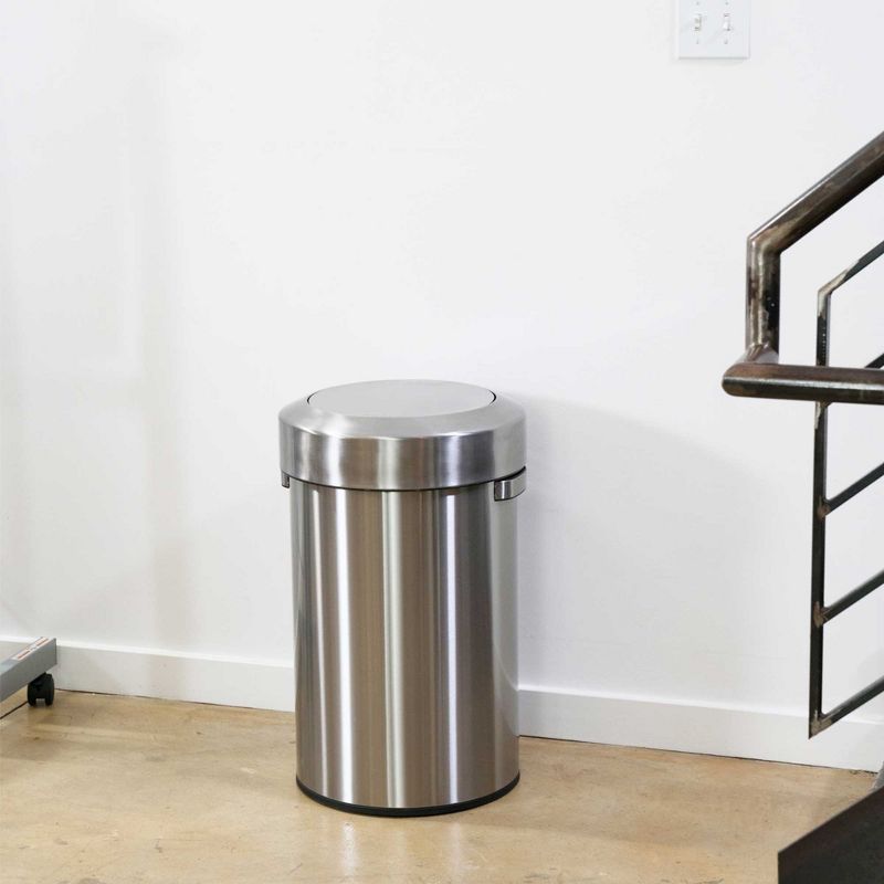 iTouchless Swing Top Kitchen Trash Can 17 Gallon Silver Stainless Steel, 5 of 7