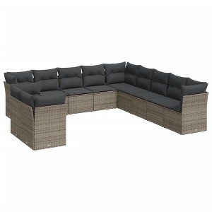 vidaXL Garden Sofa Set Grey PE rattan, powder-coated steel, polyester - 1 of 4