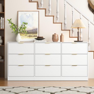 YONWAY 6-Drawer Dresser Bedroom Storage Organizer Furniture, Wide Chest of Drawer with Gold Handle for Closet,Hallway - 1 of 4