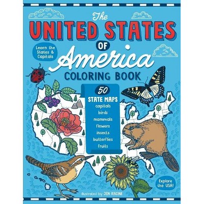 The United States of America Coloring Book - by  Jen Racine (Paperback)