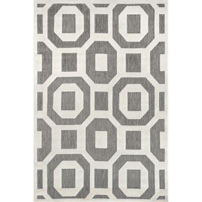 Nuloom Nicola Bars Geometric 5x8 Indoor/Outdoor Area Rug for Living Room Patio Deck Front Porch Kitchen, Grey/Ivory