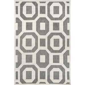 Nuloom Nicola Bars Geometric 5x8 Indoor/Outdoor Area Rug for Living Room Patio Deck Front Porch Kitchen, Grey/Ivory - 1 of 4
