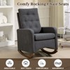 Upholstered Rocking Chair, Fabric Comfy Accent Armchair Chair with Rubber Wood Legs, High Backrest and Side Pocket for Living Room - 2 of 4