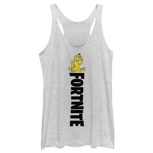 Women's Fortnite Peely Peace Sign Vertical Logo Racerback Tank Top - 1 of 4