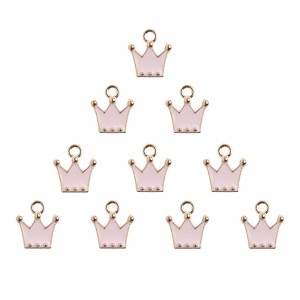 John Bead 10pcs Sweet & Petite Pink Crown, Small Simple Charms - 1 of 4