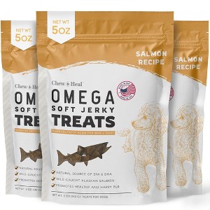 Chew + Heal Wild-Caught Alaskan Salmon Omega Soft Jerky Treats for Dogs, Natural Source of EPA & DHA, Promotes Healthy & Happy Fur - 5oz - 1 of 4
