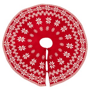 Saro Lifestyle Dual-sided Festive Knit Tree Skirt - 1 of 4