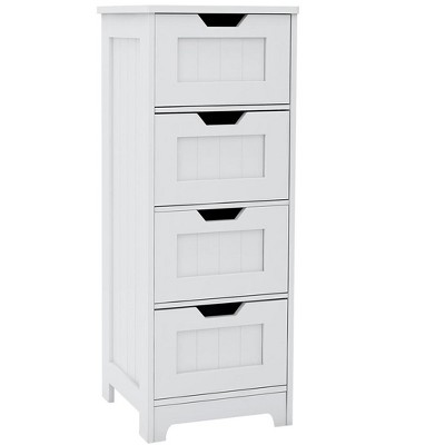 Tiramisubest White Freestanding Storage Cabinet With 4 Drawers, Suitable For Bathroom, Living Room, Kitchen