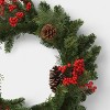28" Mixed Greenery and Cedar with Pinecones and Red Berries Artificial Christmas Wreath Green - Wondershop™: Unlit, Indoor/Outdoor Use - 3 of 3