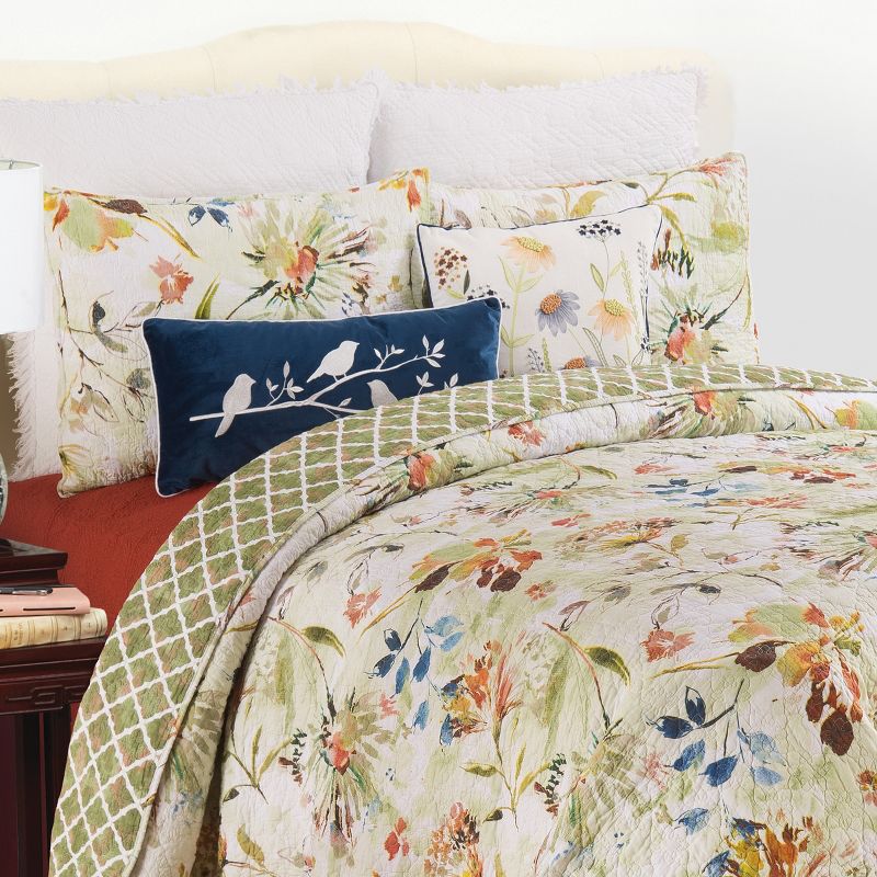 C&F Home Watercolor Floral Cotton Quilt Set - Reversible and Machine Washable, 1 of 10