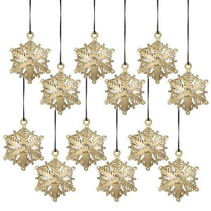 Whisen 3.5x3.5" Snowflake Hanging Ornament, Hanging Home Decor Accents for Christmas Tree, Set of 12 - Gold - 1 of 4