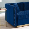 Contemporary Velvet Loveseat, Vertical Channel Tufted 2-Seater Sofa for Living Room and Apartment, Includes 2 Pillows - 4 of 4