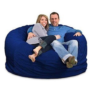 Ultimate Sack 6 Foot Memory Foam Filled Machine Washable Suede Covered Bean Bag Chair w/Zipper, Double Stitching, & Durable Inner Liner, Electric Blue - 1 of 4