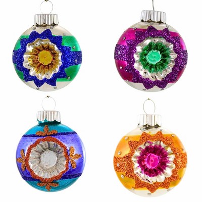 Christopher Radko 2.0 Inch Reflector Rounds Shiny Brite Glittered Tree Ornament Sets