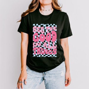 Simply Sage Market See The Good Checkered Short Sleeve Tee - 1 of 4