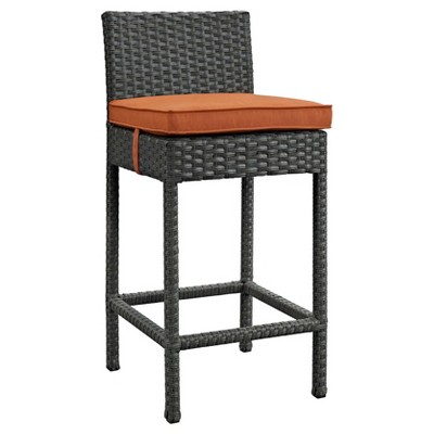 Sojourn Outdoor Patio Wicker Sunbrella Bar Stool in Canvas Tuscan - Modway