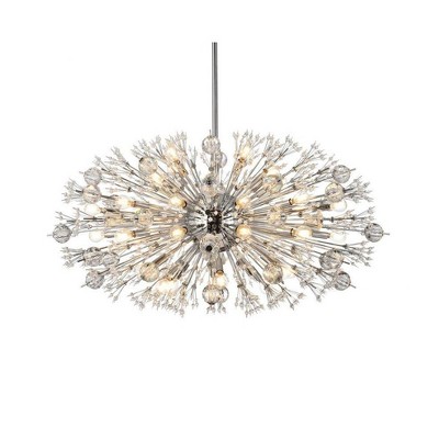 Vera 38-Light Chrome and Crystal Starburst Pendant
