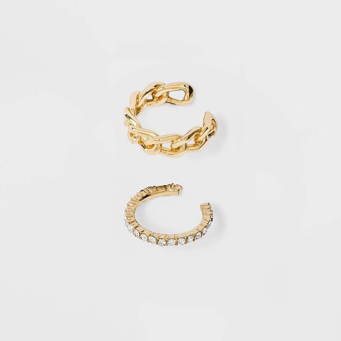 SUGARFIX by BaubleBar Gold Asymmetrical Ear Cuffs - Clear - image 1 of 1