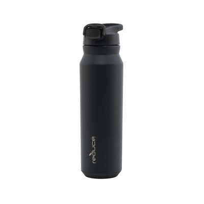 Reduce 32oz Hydrate Pro Vacuum Insulated Stainless Steel Water Bottle Black: Straw Flip-Top Lid