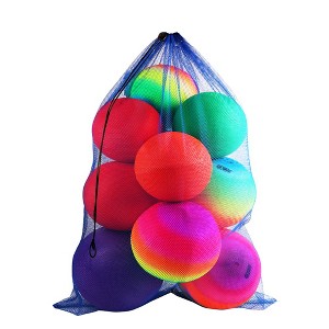 GSE 24"x36" Large Mesh Sports Ball Drawstring Bag for Gym Training, Football, Basketball, Swimming - 1 of 4