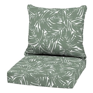 ARDEN Outdoor Deep Seat Cushion Set, 22 in x 24 in, Weather-Proof, Rain-Proof, Fade Resistant Patio Cushion Sage King Palm - 1 of 4