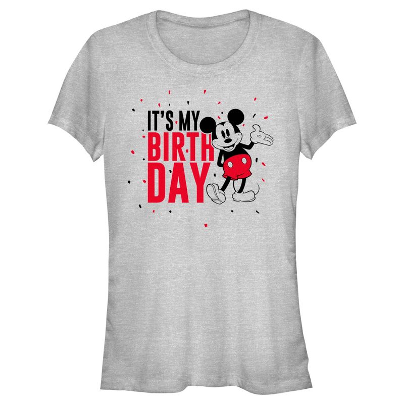 Junior's Mickey & Friends It's My Birthday Retro Mouse T-Shirt, 1 of 5