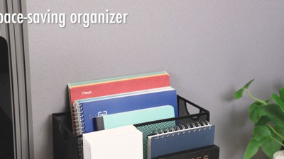 Black Metal Mesh Vertical Desk Organizer with 2 Compartments