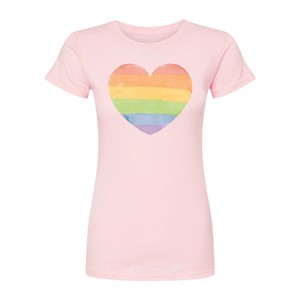 Women's - Instant Message - Rainbow Heart Fitted Graphic T-Shirt - 1 of 3