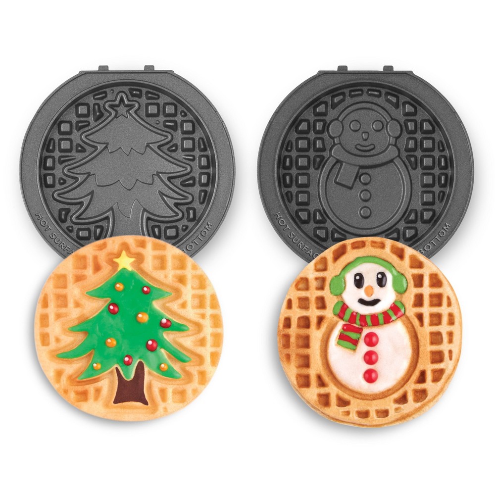 Photos - Toaster Dash Nonstick 2pc Snowman + Tree Nonstick Waffle Maker Plate Pack