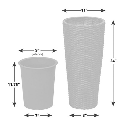 Noah Tall Mocha Resin Wicker Planter Set with Liners