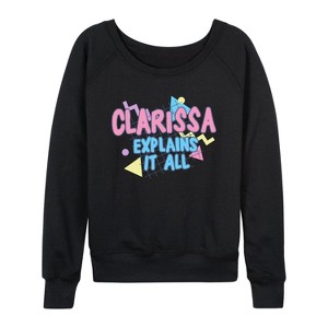 Women's - Clarissa Explains It All - Make Me Want to Barf Lightweight French Terry Wide Neck Long Sleeve Shirt - 1 of 4