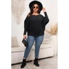 Coolmee Women Plus Size Off-Shoulder Batwing Sleeve Sweater Winter Casual Blouse - 3 of 4